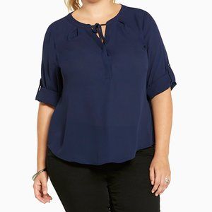 TORRID GEORGETTE TIE NECK TOP - PEACOAT - 00